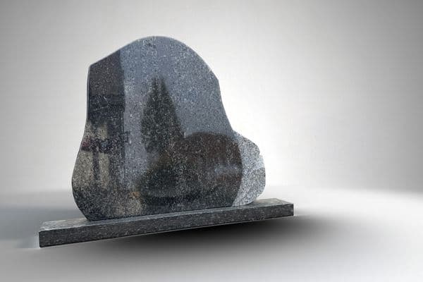 pilko granito paminklas su ovaliniu akcentu modernus dizainas