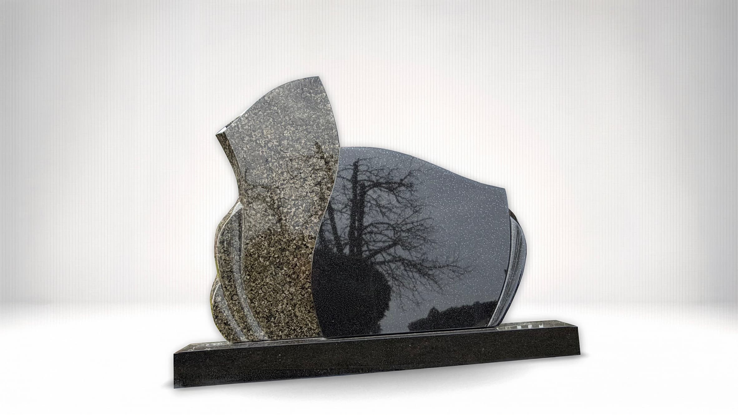 dviejų dalių paminklas juodas ir žalias granitas modernus dizainas